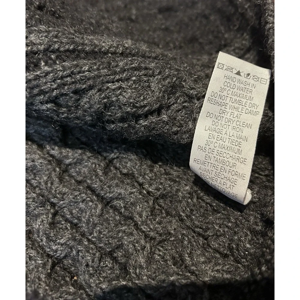 Vtg Inis Crafts Cable‎ Knit Cardigan Sweater Sz Small Gray Merino Wool Fisherman